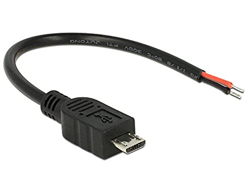 Delock 82697 Kabel USB 2.0 Micro B Stecker auf 2X offene Kabelenden schwarz, 10cm