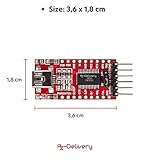 AZDelivery Kompatibel mit FT232RL USB zu TTL Serial Adapter für 3,3V und 5V kompatibel mit Arduino inklusive E-Book!