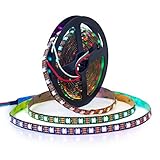 BTF-LIGHTING WS2812 ECO 5M 300LEDs RGB Individuell adressierbar WS2812 Legierungsdraht 60Pixels/m 5050SMD Flexibler Streifen Schwarz PCB DC5V für Heimdekoration IP30 Nicht-Wasserdicht(Nur Streifen)