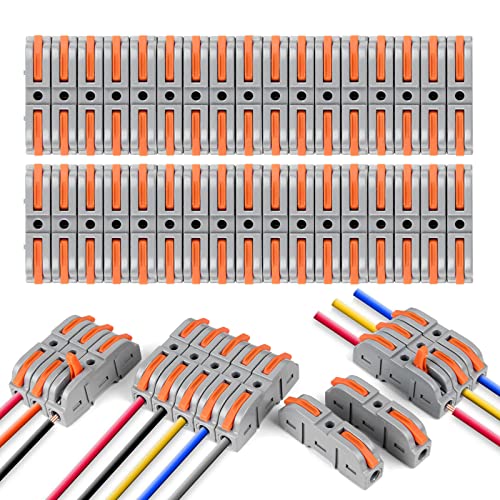 Flintronic Kabelverbinder, 34 Stück Verbindungsklemmen, SPL-1 mit Betätigungshebel, 4mm² Leiter Klemme, Elektrische Anschlussblöcke,Aktualisierte Versionen Können Frei kombiniert Werden SPL2-5